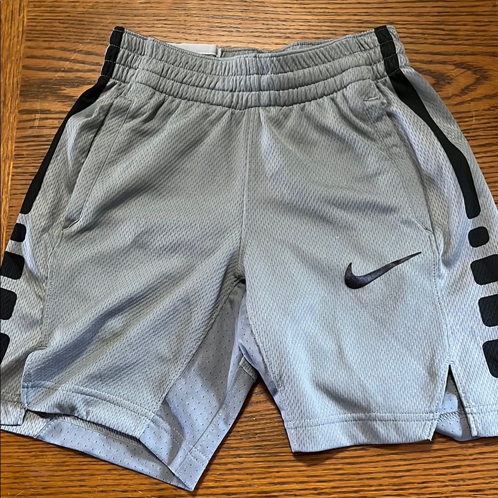 Nike Light Gray Mesh Shorts with Black Stripes